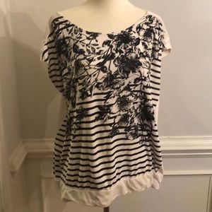 Cream top with black floral front